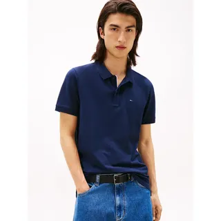 Poloshirt TOMMY JEANS "TJM SLIM PLACKET POLO EXT", Herren, Gr. 4XL, schwarz night navy, Piqué, Obermaterial: 100% Baumwolle, slim fit, Shirts Poloshirt