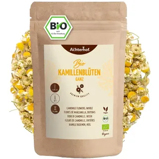 Kamillenblüten getrocknet Bio lose 500g | ganze Kamillenblüten getrocknet | in Bio-Qualität | Kamillentee aus Blüten-Köpfe | 100% naturürlich | leicht bitterer und milder Geschmack | vom Achterhof