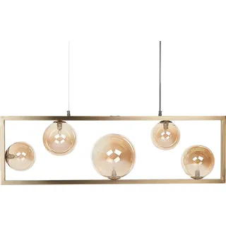 BELIANI Pendelleuchte 5 Lichter Messing Metall Rechteckiger Rahmen Glam Industrieller Stil Wohnzimmer Esszimmer - Gold
