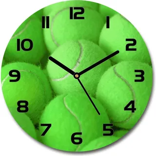 Wanduhr aus Glas 30fi Glasbild Glasuhr Gehärtetes Glas - schwarze-zeiger - Tennis balls - Grün