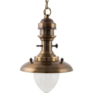 Pendelleuchte Laurion Messing Glas Ø29cm IP43 Außen Hängeleuchte Terrasse Balkon