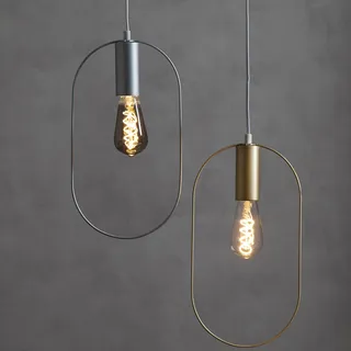 Hängeleuchte Shape - Dekoleuchte mit Ring - oval - H: 38cm - für E27 Leuchtmittel - gold - Gold