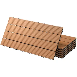 ECD-Germany Bodenplatte 3er Set , Hellbraun , Holzwerkstoff , wetterfest-Zonen , Rechteckig , 30x2x60 cm , wetterfest , Teppiche und Böden, Terrassenböden & Balkonböden, Terrassenfliesen