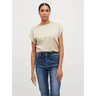 Vila "VIELLETTE S/S SATIN TOP - NOOS" Kunstfaser, regular fit, cement
