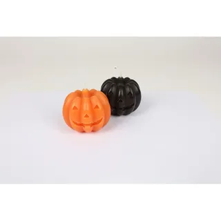 3D Kerze Halloween Kürbis Ø8xH7cm Wachsdeko Halloweenkerze Dekokerze Tischdeko