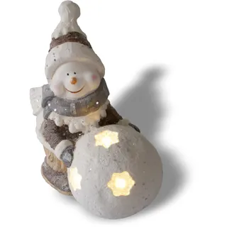 Lemodo Schneemann mit LED beleuchteter Schneekugel grau/weiß