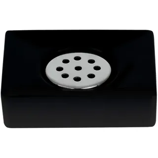 Spirella Seifenschale dekorative Badausstattung Seifenablage Quadro Maße: 11 x 8 x 3,5 cm-Schwarz matt, Black