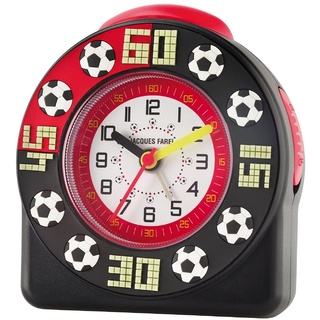 Jacques FAREL Kinderwecker Lernwecker Jungen Fußball Analog Quarz mit Licht und Snooze Alarm Schwarz Rot ACW 31