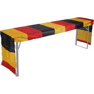 Tischdecke für Bierzeltgarnitur HWC-D19, Biertischhusse Tischhusse, Deutschland WM EM 360x73cm - Schwarz