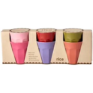 Rice Becher Set Melamin, mehrfarbig, 250 ml, 6er-Pack | BPA-frei, Mittelgroße Campingbecher, Picknickbecher, Spülmaschinengeeignet