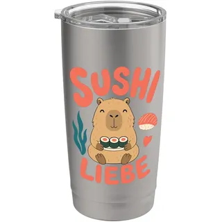 Capybara Sushi Liebe Japanisches Essen Maki Niedlicher Humor Doppelwandiger Edelstahl-Thermobecher