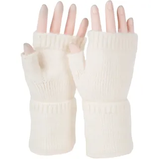 styleBREAKER Strickhandschuhe "Fingerlose Strickhandschuhe Einfarbig" 1 Stk., creme