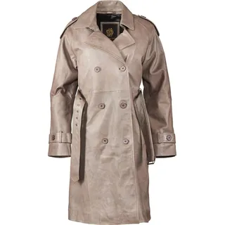Wintermantel APPLE OF EDEN "Apple of Eden Ledermantel AOE-145", Damen, Gr. 38, braun (taupe), Obermaterial: 100% Lammleder LEL. Futter: 100% Polyester PES., uni, modern fit, V-Ausschnitt, Mäntel Wintermantel, mit Knopfleiste und Gürtel