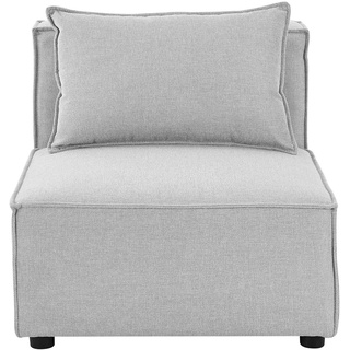 Modulares Sofa Domas Mittelsofa mit Kissen Stoff Hellgrau