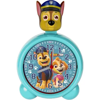PAW Patrol Kinderwecker analog türkis – geräuscharmes Quarzuhrwerk mit Alarm und Licht, große Zahlen, Hintergrundbeleuchtung, batteriebetrieben - Türkis