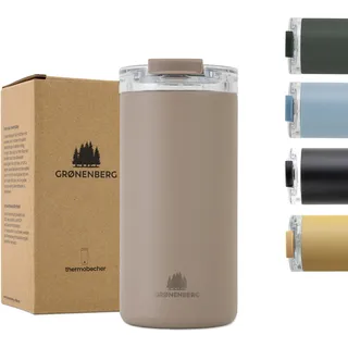 Groenenberg Thermobecher 473 ml | Kaffeebecher to go 100% Auslaufsicher | Hält mind. 4 h warm | Coffee to go Becher aus recyceltem Edelstahl (Earth)