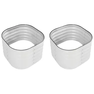 Hochbeet Metall - Pflanzkasten 2er Set - Rund gewellt - Verzinkter rostbeständiger Stahl - Für Garten und Balkon - Weiß - Weiß