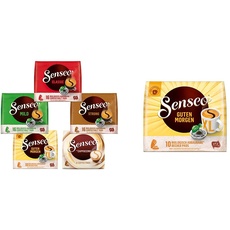 Senseo Pads, Probierbox mit 5 Sorten, 66 Kaffeepads, 5er Vielfaltspaket & Pads Guten Morgen XL, 50 Kaffeepads UTZ-zertifiziert, 5er Pack, 5 x 10 Becherpads