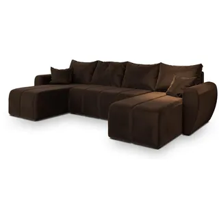 masseno Eckcouch 4-Sitzer Polyester U-Form Braun