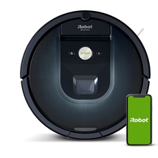 iRobot Roomba 981 Saugroboter mit 3-stufigem Reinigungssystem, Raumkartierung, Teppich-Turbomodus, zwei Multibodenbürsten, WLAN Staubsauger Roboter für Hartböden, Teppiche und Tierhaare, App-Steuerung