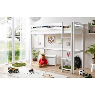 TICAA Hochbett Tolly 102 x 180 x 208 cm Buche massiv weiß