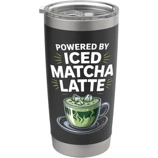 Angetrieben von Iced Matcha Latte Enthusiast Doppelwandiger Edelstahl-Thermobecher
