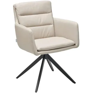 Livetastic Armlehnstuhl , Beige , Metall, Leder , Echtleder , Büffelleder , A-Form , 60x88x62.5 cm , Esszimmer, Stühle, Lederstühle