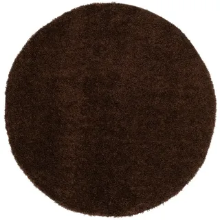 Pergamon Hochflor Langflor Shaggy Teppich Fluffy Rund Dunkelbraun, in 3 Größen