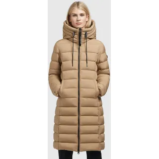 khujo Steppmantel "AETHE" knielanger Schnitt, mit Kapuze, hochschließender Kragen, aus Polyester, warm sand