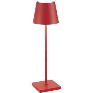 Zafferano, Poldina Pro Lampe, Kabellose, Wiederaufladbare Tischlampe mit Touch Control, Auch für den Außenbereich Geeignet, Dimmer, 2200-3000 K, Höhe 38 cm, Farbe Rot