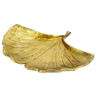 I.GE.A. "Schale Ginkgoblatt aus Polyresin", Tablett Serviertablett Tischdeko Dekoteller Schmuck-Tablett Deko, gold