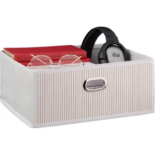 Relaxdays Aufbewahrungskorb Bambus flach 31 x 31 x 14 cm weiß