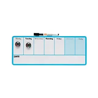 Nobo Mini Wandmontierbares magnetisches Whiteboard Wochenplaner 1904047 Lackierter Stahl 360 x 140 mm Weiß, Blau