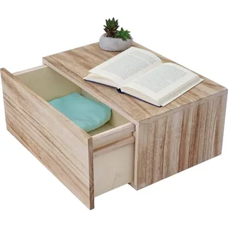 Wandregal HWC-C55, Schubladen-Regal, Shabby-Look Vintage, 21x46x30cm naturbraun - Braun