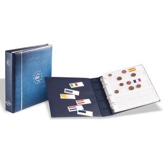 Leuchtturm 338772 Münzalbum Numis - Sammelalbum inkl. 7 Münz-Hüllen für 21 Euro-Kursmünzsätze und Schutzkassette - blau