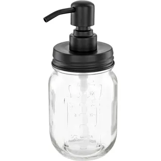 ALTGLAS Vintage Seifenspender aus Retro Mason Jar Einmach Glas im Landhaus Stil - 473 ml Nachfüllbar - mit 304 Edelstahl Pumpkopf Deckel (Schwarz)