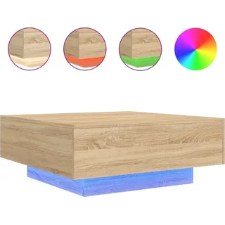 vidaXL Couchtisch mit LED-Leuchten Sonoma-Eiche 80x80x31 cm - Braun