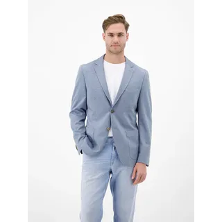 Jerseysakko LERROS "Leichter Jersey-Blazer mit bedrucktem Futter", Herren, Gr. 52, blau (mid storm blau), 82% Polyester, 11% Viskose, 7% Elasthan, Sakkos Jerseysakko, Jersey mit Stretchanteil, bedrucktes Innenfutter, 2-Knopf-Design