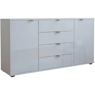 Dieter Knoll Sideboard , Weiß , Glas, Holzwerkstoff , 2 Fächer , 4 Schublade(n) Schubladen , 140x70x43 cm , ISO 9001, Made in Germany , Typenauswahl, stehend , Kleinmöbel, Kommoden, Sideboards