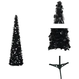 vidaXL Künstlicher Pop-Up-Weihnachtsbaum Schwarz 180 cm PET - Weihnachtsbäume - Schwarz