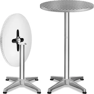 Stehtisch 2er-Set Ø60cm Alu klappbar höhenverstellbar Silber
