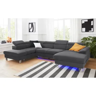 Cotta Wohnlandschaft Kunstleder U-Form 320 cm Schwarz