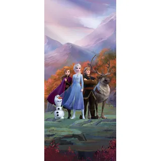 AG Design ELSA mit Freunden in den Bergen, Frozen 2, Disney, Vlies Fototapete für EIN Kinderzimmer, 90 x 202 cm, FTDN V 5487, Mehrfarbig