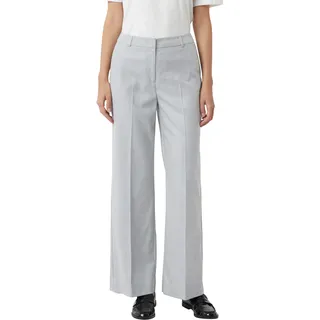 Stoffhose COMMA, Damen, Gr. 44, N-Gr, grau (mid grau), Web, Obermaterial: 69% Polyester, 29% Viskose, 2% Elasthan, unifarben, regular fit knöchellang, Hosen Stoffhose, mit Bügelfalte