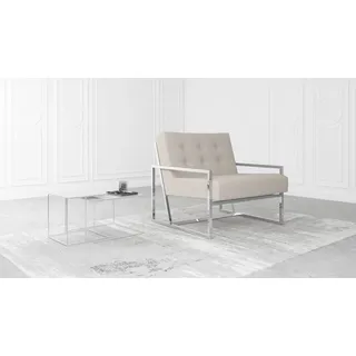 s-style möbel Loungesessel Tampa mit Metallfüße aus Bouclé-Stoff, Hochelastischer Polyurethanschaum beige