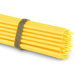 NKlaus 50x Stabkerzen Gelb 16 cm Dünne Paraffinkerzen rußfrei & tropffrei Lange Brenndauer Gelbe Kerzen für Dekoration & Feier 36258