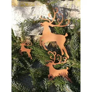 Edelrost Christbaumschmuck Rentier, 3 Größen Rentier - klein