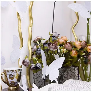 Ambiance-Live Silver 3D-Aufkleber, Schmetterlinge, Vinyl, Silber, 12 Sticker