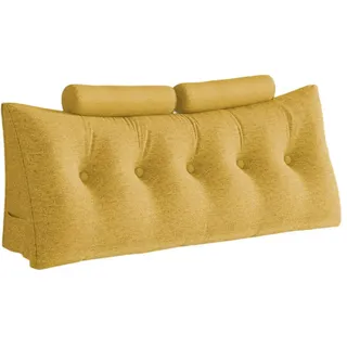 Vercart Keilkissen mit einem runden Kissen 3er-Set Leinen gelb 160cm , Gelb , Textil , Mode , Füllung: Polyester , 20x160 cm , Ce , Heimtextilien, Wohntextilien, Kissen, Rückenkissen