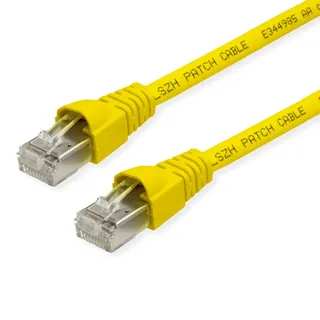 Telegärtner 100008032 RJ45 Netzwerkkabel, Patchkabel CAT 6a S/FTP 0.25m Gelb Flammwidrig, mit Rastn